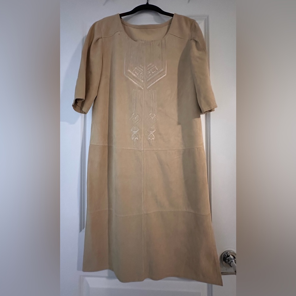 Chic Beige Embroidered Dress